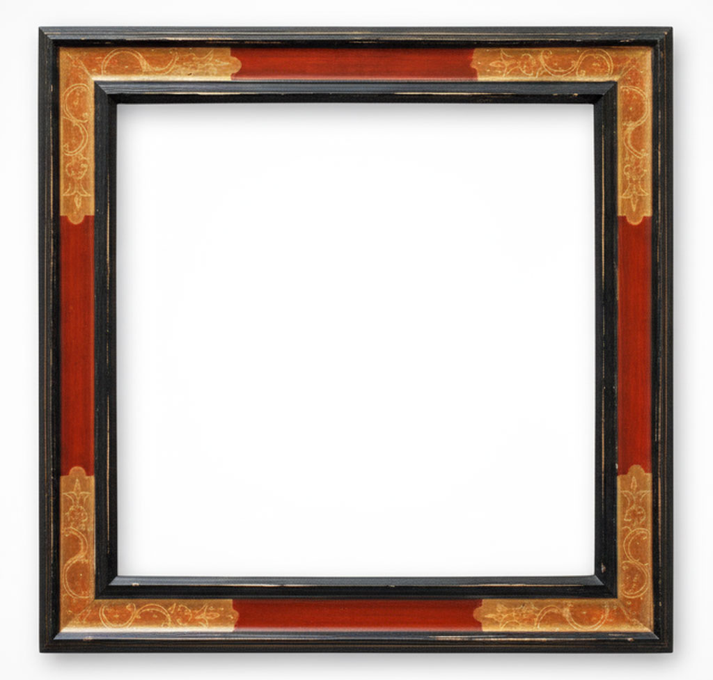 Sparthe 75 Cartouche florentin or rouge vif filets noirs