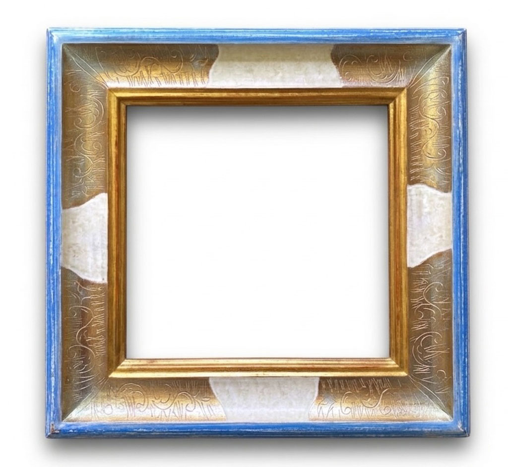 Calypso Angle gravé vermeil vieux blanc exterieur pastel bleu
