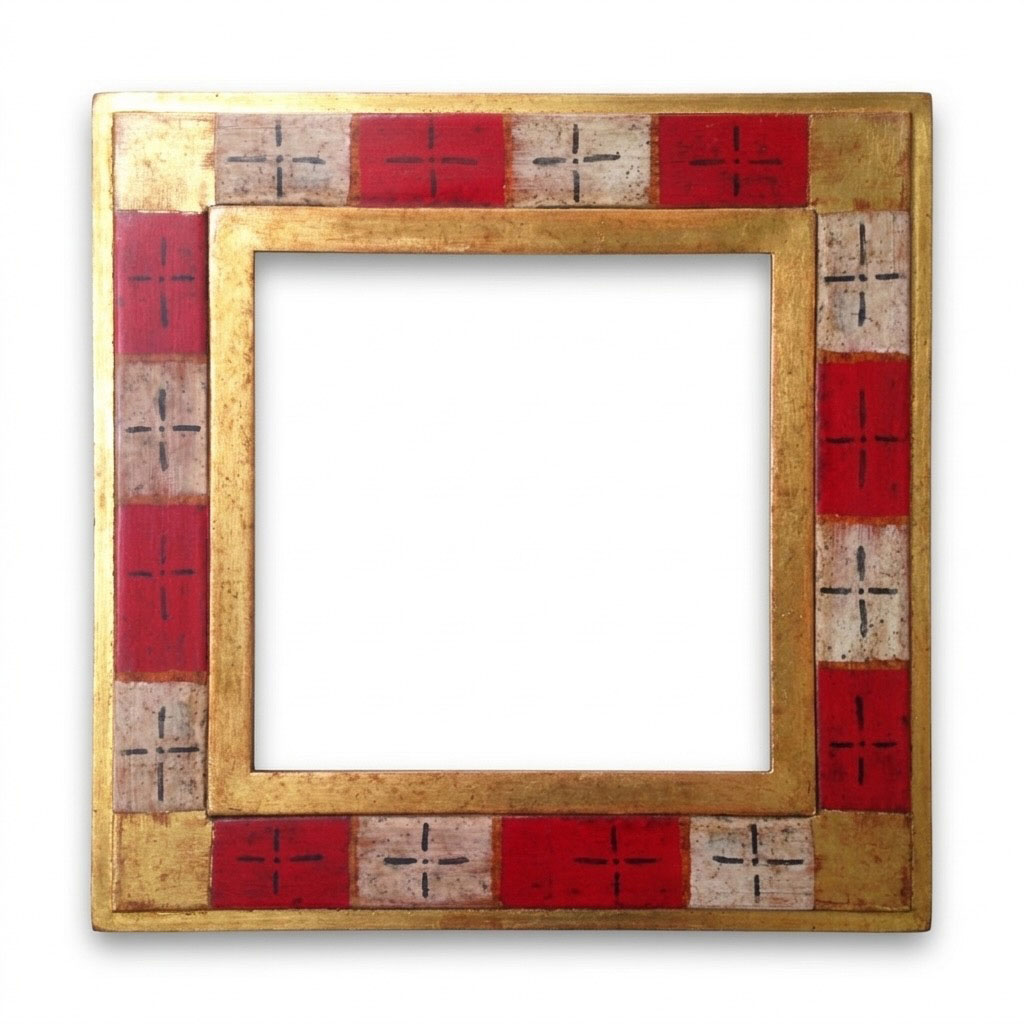 Scaletto Arlequin rouge vif blanc filets or